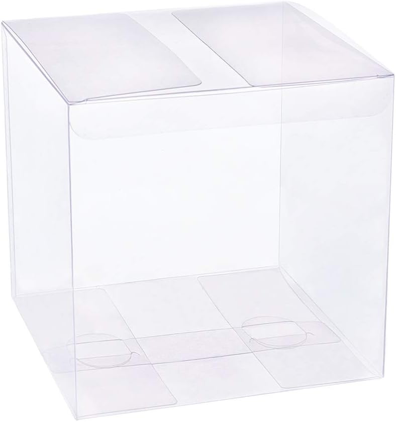 BENECREAT 10PCS Clear Wedding Favour Boxes 13x13x13cm Square PVC Transparent Gift Boxes for Candy Chocolate Birthday Party Gift Wrapping