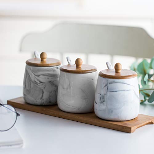 Vencer 3 Pcs Set Each Jar Volume Approx 380ML 13oz Ceramic Marbling