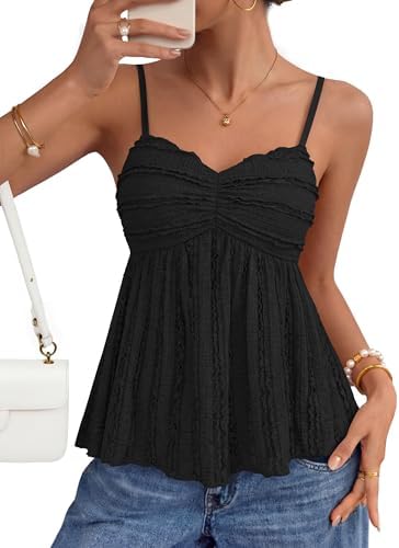 SOLY HUX Women's Lace Cami Top Y2k Sleeveless Button Down Camisole