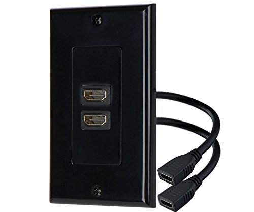 iMBAPrice - HDMI Pigtail Wall Plate Built-in Flexible Hi-Speed HDMI Cable with Ethernet Dual Port (2 Port) in Black
