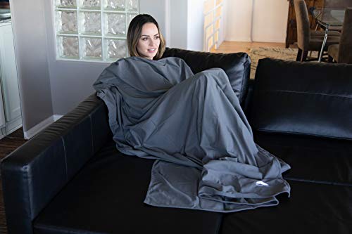 BlueHills Ultra Compact Travel Blanket Pillow in Portable Bag Case with Hand Luggage Belt & Backpack Clip Premium Cozy Soft Compact Pack Large Blanket for Airplane Flight Layover Grey - Gray C002