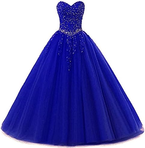Vantexi Women's Sweetheart Tulle Prom Ball Gown Quinceanera Dresses