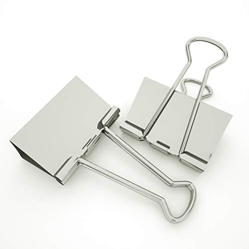 [15-PCS] Silver Large Binder Clips, Jumbo Metal Clamp 2" / 50 mm (Silver, 15-PCS)