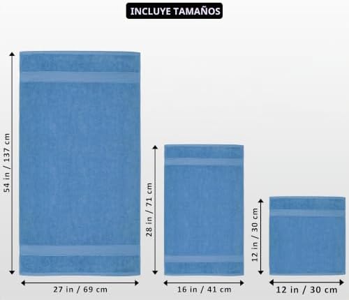 - Juego Toallas Baño Completo 8 Piezas (Azul Eléctrico)