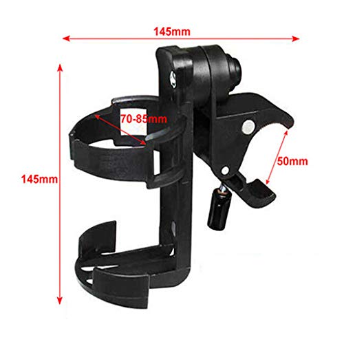 Transser Universal Fit Stroller Cup Holder - 360 Degree Rotation Anti-Slip Adjustable Clamp Drink Bottle Coffee Mug Stabilizer for Pram Pushchair Bike Bicycle Rollator Handlebars (Black) - Thumbnail 5