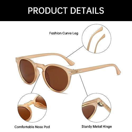 YAMEIZE Polarized Sunglasses Round Oval Retro Vintage Tinted Glasses Fashion Classic for Men Women UV Protection 400