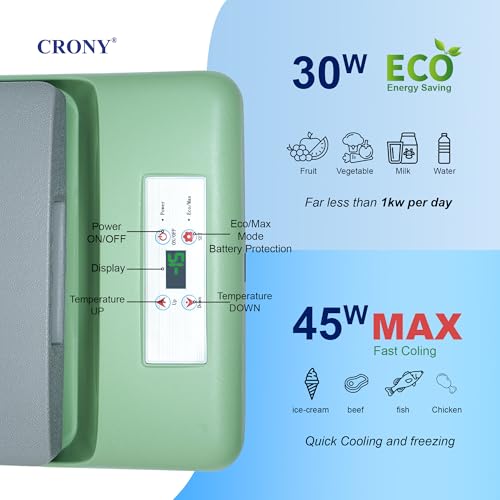 CRONY C9-9L Portable Car Refrigerator Fast Cooling Fridge Outdoor 12V/24V DC 100~240V AC for Camping Travel Road Trip RV Truck Boat Camper