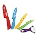 IEOVO 9 Piece Ceramic Knife Set - Multi Color Ceramic Cutlery Kitchen Knives with Peeler - White Blade
