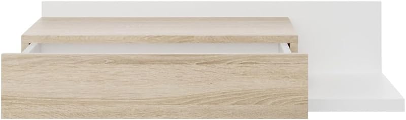 - Recibidor con cajón y Espejo, Mueble de Entrada, Modelo Cool, Acabado en Blanco-Roble, Medidas: 75 cm (Ancho) x 116 cm (Alto) x 29 cm (Fondo) — foto 5 de 7