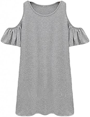 Goldensat Women Butterfly Sleeve Cotton Dress XL Gray