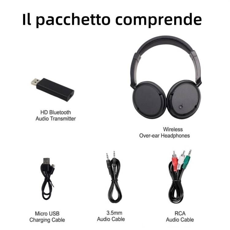 Queemie Wireless TV Headphones Bluetooth 5.3 with USB Transmitter, Adjustable Headband, Ultra-Light Supra-Ear TV Headphones for Adults, Teens & Seniors – Black
