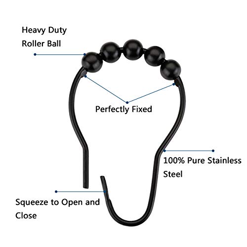 Bamyko Shower Curtain Hooks Rings, Stainless Steel RustResistant