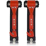 HUH Auto Safety Emergency Escape Hammer Rescue Kit Tool with Seatbelt Cutter Window Breaker and Holders 2 Pack