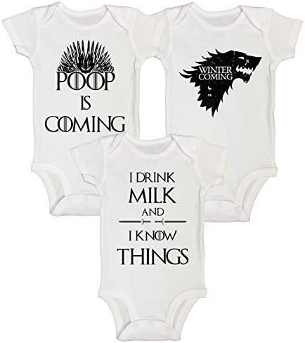 RB Clothing Co Kids Cute 3 Pc Game of Thrones Bodysuit or GOT T-Shirt Gift Set USA Made
