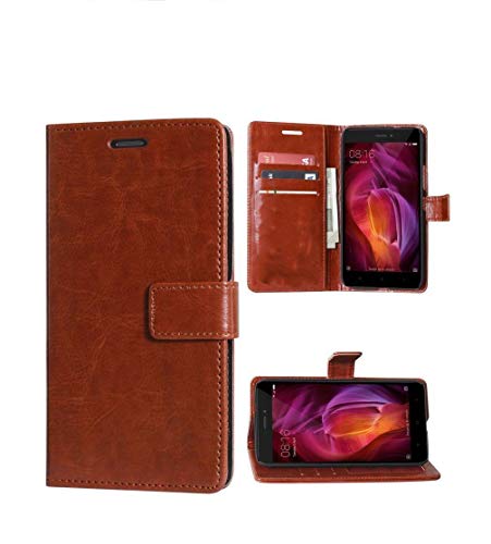 Coverage Vintage Leather Flip Cover for Vivo 1904 -Vivo Y12 - Executive Brown