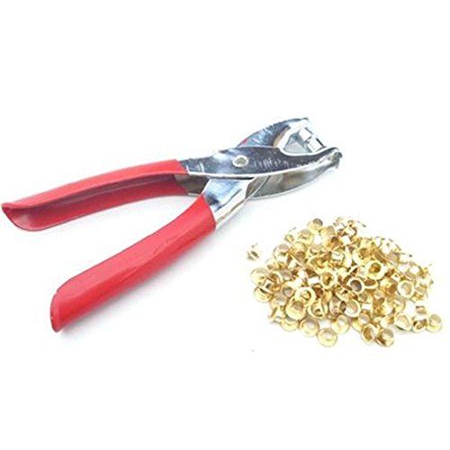 Preamer 100pc 4.5mm Brass Eyelets and Setting Pliers Kit - Shoes Belts Bags Leather