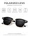 LUENX Men Semi Rimless Polarized Sunglasses Women UV 400 Protection Black Lens Black Glossy Retro Classic Frame 51MM,with Case