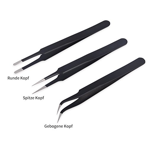Winjun 3 Stück Edelstahl Professionell Präzision Pinzette DIY Tool Pinzetten Reparatur Werkzeug Kit für Industrie Elektronik Schmuckherstellung Laborarbeit Autofolie Kleben – Bild 4