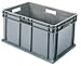 Akro-Mils 37688 24-Inch by 16-Inch by 8-Inch Straight Wall Container Tote with Solid Sides and Solid Base, Case of 4, Grey