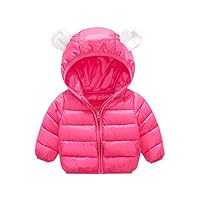 ZIYOYOR Baby Boys Girls Winter Warm Cotton Puffer Coats Cartoon Lightweight Jacket (3-6Months, Rose Red)