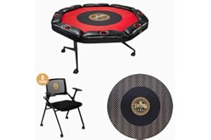 TRITON POKER TABLES Triton Foldable Poker Table with 8 Chairs - Premium Soft-Padded Armrest, Individual Cup Holders, Portable Mat- Crafted with Durable Materials, Long-Lasting Poker Table for 8 Players