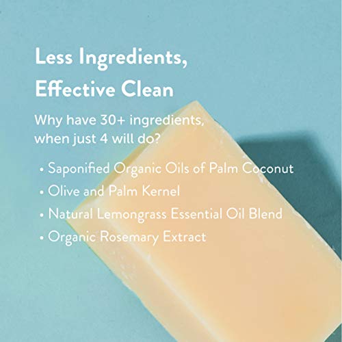 Natural Hand Bar Soap that Actually Cleans! - Lemongrass Scent - 100% Organic - Eco-friendly - Moisturizing - Safe for Kids - Baby Safe - Chemical Free - Effective | by cleancult (3.25oz)