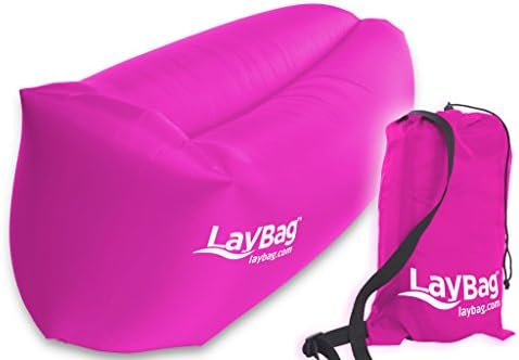LayBag Inflatable Lounge Chair - Best For Camping, Hiking, Beach &amp; Travel, Waterproof, Lightweight Air Hammock Lounger w/ FREE Portable Carrying Bag For Maximum Convenience and Comfort (Pink)