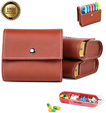 Pill Box 7-Day Premium Leatherwork Design Chic & Discreet | Pill Organizer with Leather case 2019 High Quality | Weekly Pill Dispenser Moisture-Proof | Ideal for Taking Medicine and Avoid omissions