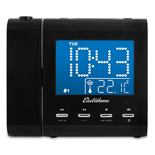 Projection Alarm Clock with AM/FM Radio Battery Backup Auto Time Set