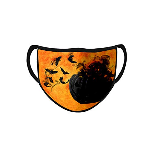 saitingdianzi Adults Reusable and Washable Face Bandanas, Breathable Cotton Face ṁɑşḱs, with Pumpkin Halloween Pattern, for Halloween (E)