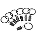 Teefy 40 pcs Window Curtain Accessory Black Matte Metal Curtain Rings with Clips