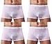 YuKaiChen Men's Ice Silk Underwear Seamless Short Boxer Briefs White 4-Pack L