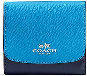 COACH F53779 SMALL WALLET IN COLORBLOCK CROSSGRAIN LEATHER, SILVER/AZURE MULTI