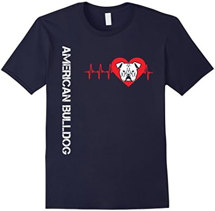 Mens American Bulldog Shirt - American Bulldog Heartbeat T shirt XL Navy