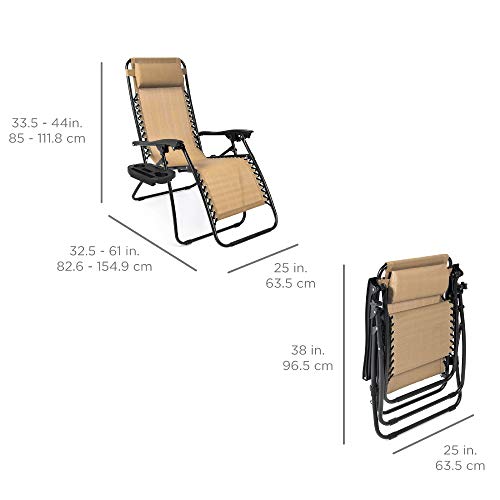 Best Choice Products Set of 2 Adjustable Steel Mesh Zero Gravity Lounge Chair Recliners w