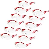 JORESTECH Eyewear Protective Safety Glasses, Polycarbonate Impact Resistant Lens Pack of 12 (Clear, Red)