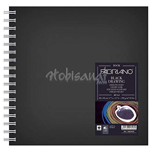 Fabriano Paper Black Drawing Book Square 30x30cm 190g 40 F. Black