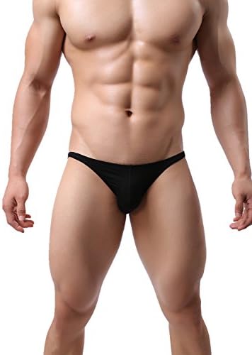 JIMEIK1 Men's Sexy Cotton Underwear Low Rise Briefs Bikini Swimsuit (XL, Black)