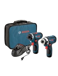 Bosch CLPK27-120 - Kit combinado de 2 herramientas (taladro conductor y conductor de impacto) de iones de litio, 12 V, con 2 pilas, cargador y funda