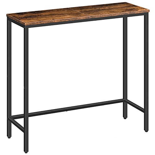 HOOBRO Narrow Console Table, Skinny Entryway Table for Hallway, Slim Sofa Table, Industrial Console Table Entrance, Long Hall Table for Foyer, Bedroom, Living Room, Rustic Brown and Black EBF75XG01