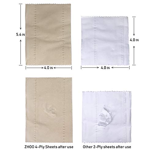ZHOO Eco-Friendly Bamboo Toilet Paper, Tree-free Septic Safe Biodegradable Bath Tissue, Hypoallergenic 4-Ply Premium Larger Sheet, Unbleached Bamboo Natural Tan Color, 12 Fruit-like Rolls