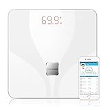 Etekscale Weight Scale Bluetooth Smart Connected Bathroom Digital Scale with Large Digital Highlight LED Display for 8 Body Measurements in Elegant White
