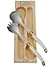 Jean Dubost Salad Servers, Ivory Handles - Rust-Resistant Stainless Steel - Includes Wooden Tray - Made in France