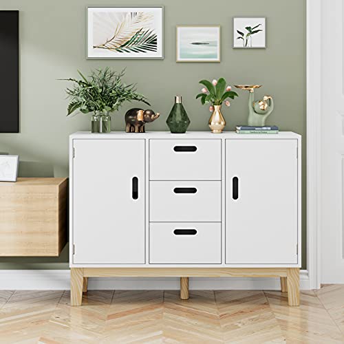 HOMECHO Sideboard Storage Wood Accent Cupboard Table, Kitchen