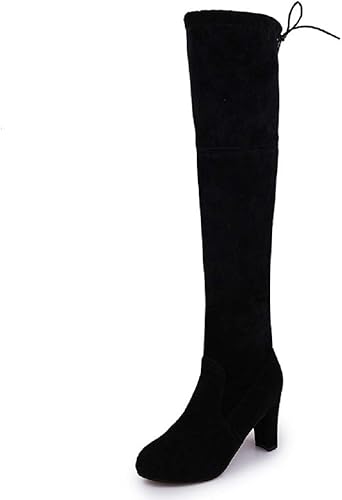 Amazon エスシーアイエルエルオ レディース ロングブーツ ニーハイブーツ 大きなサイズ コスプレ オシャレ 太ヒール パッチワーク 美脚 身長up ファッション 滑り止め ハイヒール 大人しい セクシー 黒 Scillo エスシーアイエルエルオ ブーツ ブーティ