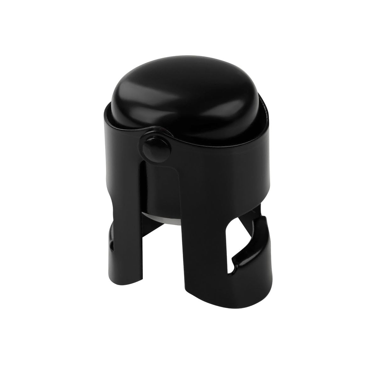 Fackelmann 49763 Champagne, Sparkling Wine Bottle Stopper, Matte Black, Silicone, Steel, 5.5 x 4 cm, Stainless Steel, Plastic