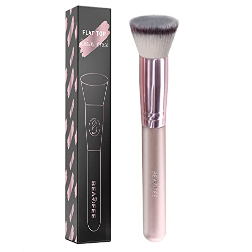 Foundation Brush Kabuki Flat Top Makeup Brush, Top Premium Durable Foundation Brush for Liquid Makeup Perfect for Flawless Powder and Cream,Buffing, Blending Liquid, foundation brush full coverage