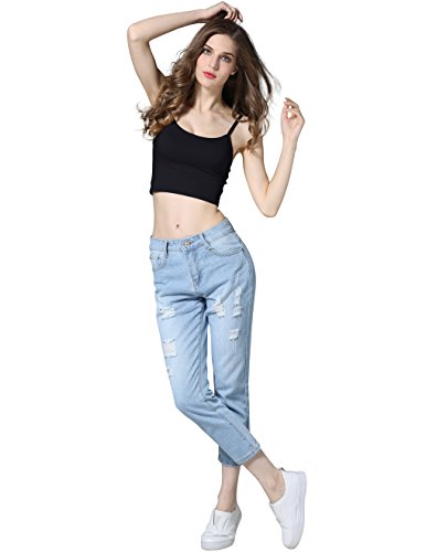 cunlin Crop Top Cami Camisole Summer Women Sexy Slim Sleeveless Spaghetti Strap Tank Top Black S - Thumbnail 3
