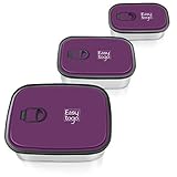 Leak Proof Bento Lunch Box Set - 3 Pack Nesting Stainless Steel Metal Storage Food Containers for Men Women or Kids - BPA Toxin Free for Work or Healthy School Lunches - Durable Sandwich Box