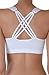 Humble Chic Women's Criss Cross Sports Bra White Padded Multi Strap Seamless Bralette, White